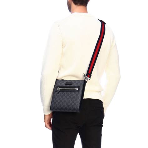 Gucci Gg Supreme Leather Bag With Web Shoulder Strap Shoulder Bag