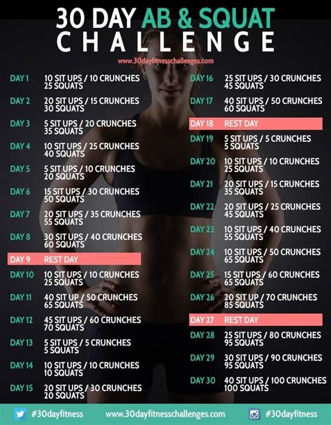 Day Challenge Squat And Ab Challenge Squats Workout Challenge Workout Challenge