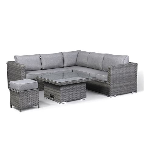 Dark Grey Patio Outdoor Garden Furniture Rattan Seat Corner Sofa Set