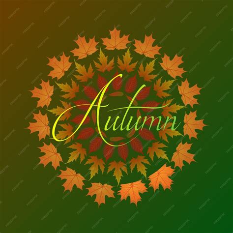 Premium Vector Autumn Text With Leaves In Circular Artform Premium