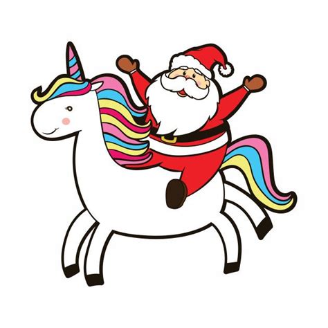 Santa Clause Riding A Rainbow Unicorn Christmas Holiday Shirt Christmas