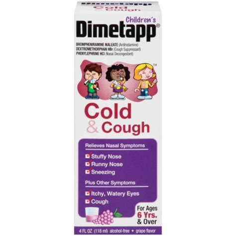 Dimetapp Childrens Grape Flavor Cold And Cough Liquid Medicine 4 Fl Oz