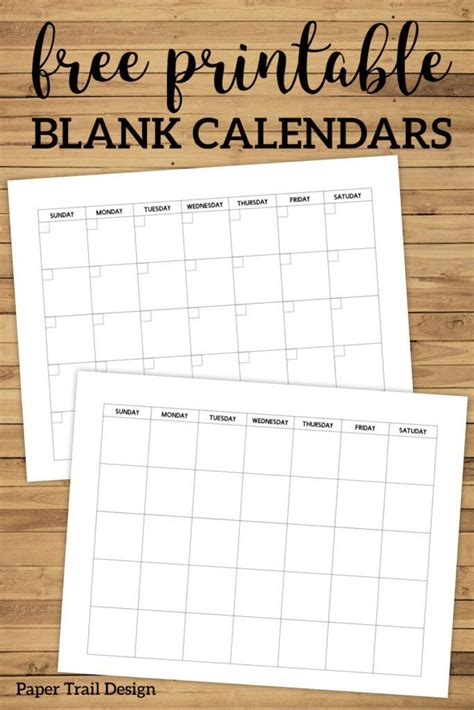 Free Printable Blank Calendar Template Simple Planning Calendar Layout