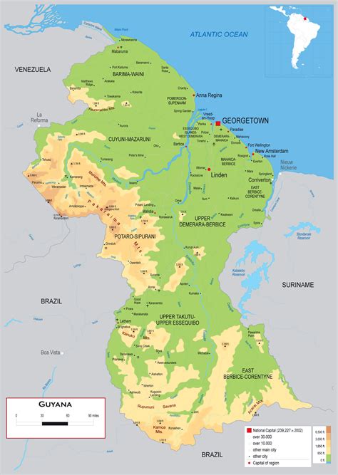 Large Detailed Political And Administrative Map Of Guyana With Cities