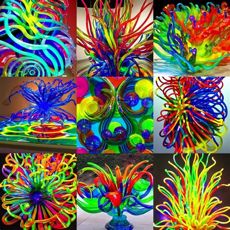 Neon Zooanthind Glass Art Sculpture By Dale Chihuly Stable Diffusion