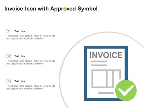 Invoice Icon With Approved Symbol Graphics Presentation Background