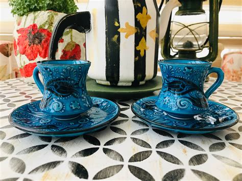 Handmade Ceramic Espresso Cups And Saucers Set Oz Etsy