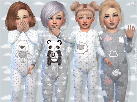 Winter Onesie Set By Pinkzombiecupcakes At Tsr Sims 4 Updates
