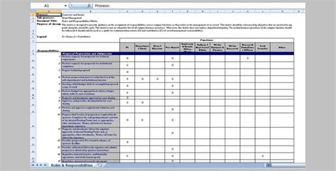 Excel Template Roles And Responsibilities