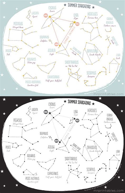 free printable summer stargazing constellation map constellation map constellations