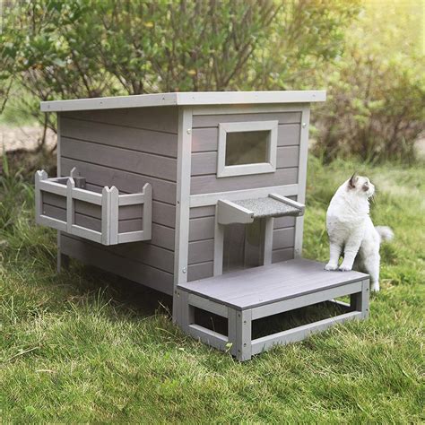 Gutinneen Wooden Outdoor Cat House With Escape Door Weatherproof