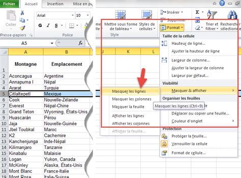 Méthodes pour afficher ou masquer des lignes dans Excel Formation Excel