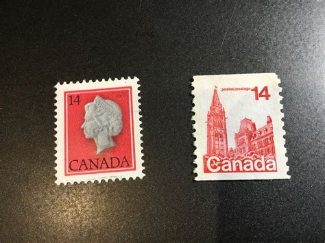 50 Vintage Postage Stamps Canada 14 Cent Red Queen And Red Etsy