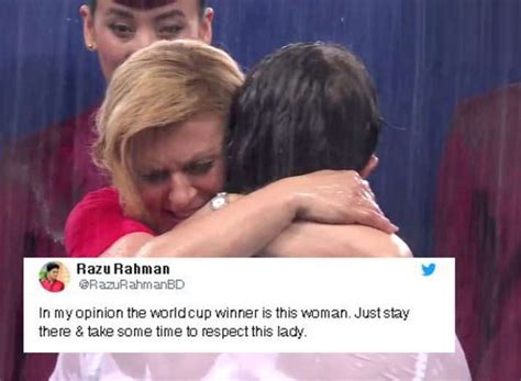 Beautiful croatian president is seen hugging and congratulating her team in the dressing room. France won the World Cup, but Croatian President won hearts with her comforting hugs | Buzz News ...