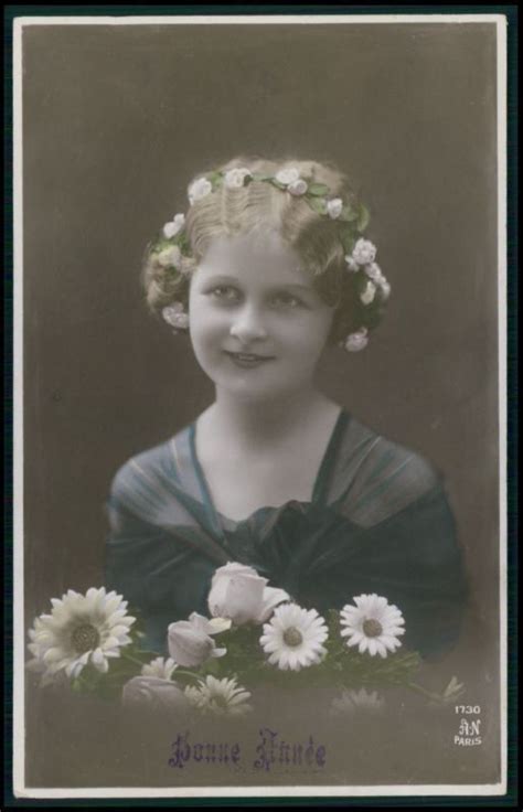 Pretty Edwardian Child Girl Daisy Hair Original Vintage 1910s Photo