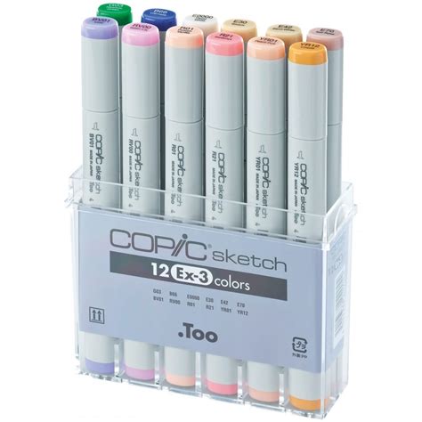 Copic Sketch Marker Ex3 Pastel Colours 12 Pack Stationery And Pens From