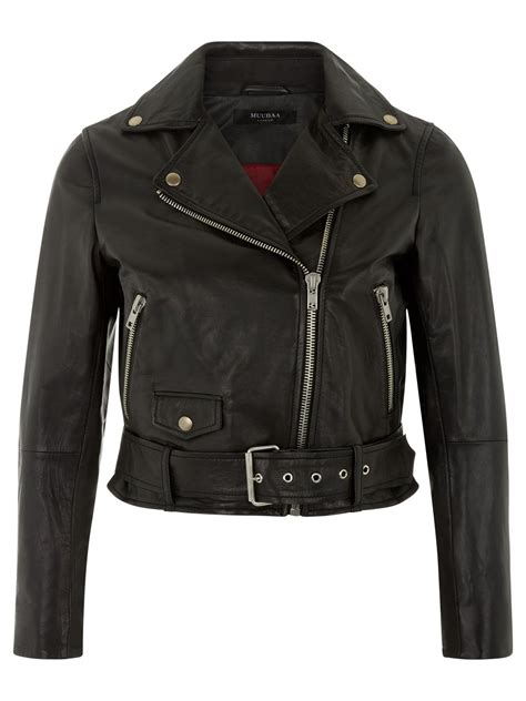 Irwin Cropped Black Leather Biker Jacket