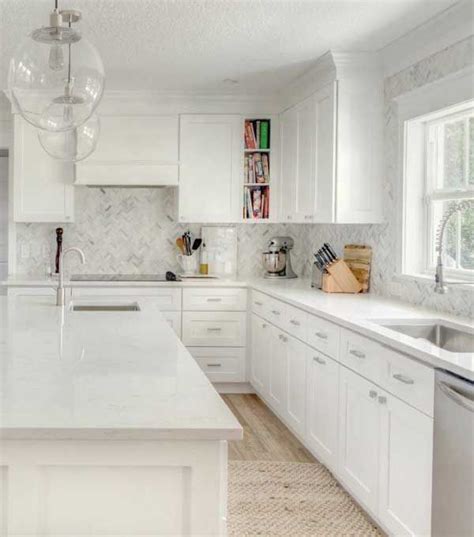 White Kitchen Cabinets With White Quartz Countertops Things In The