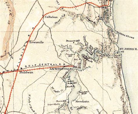 Map Of Duval County Florida 1864