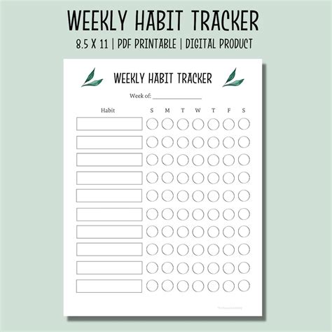 Weekly Habit Tracker Printable