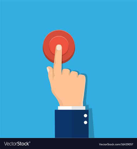 Hand Pressing Red Button Royalty Free Vector Image