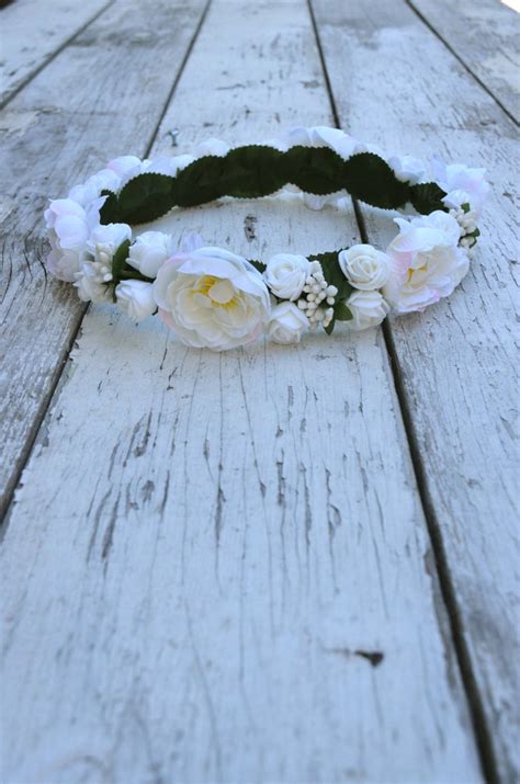 White Ivory Floral Crown White Flower Headband Flower Crown Wedding