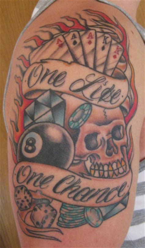 A peace sign and banner tattoo is a great tattoo design for the male crowd. denyo96: one life, one chance | Tattoos von Tattoo ...