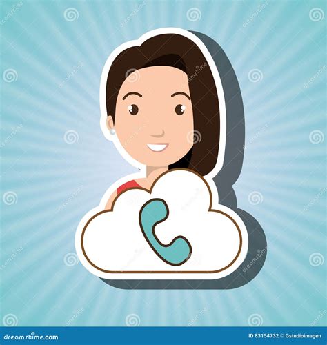 Woman Cartoon Telephone Cloud Stock Illustration Illustration Of Head