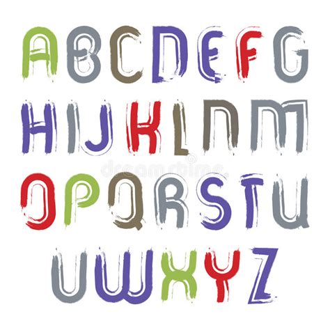 Las Letras Del Alfabeto Del Vector Fijaron Escritura Colorida A Mano