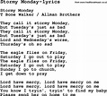 Blues Guitar lesson for Stormy Monday-lyrics, with Chords, Tabs, and Lyrics