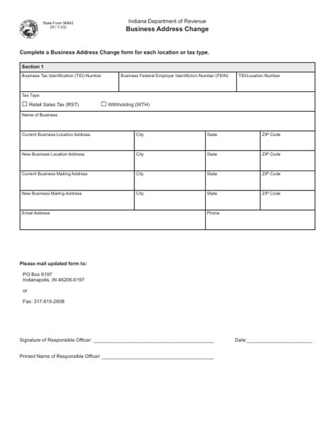 State Form 56842 Download Fillable Pdf Or Fill Online Business Address