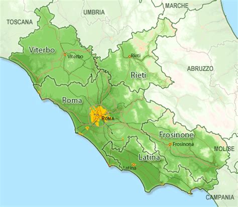 Lazio Map Political Regions Italy Map Geographic Region Province City