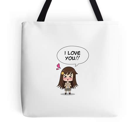 Chibi Anime Girl Says I Love You Tote Bags By Theskyisup Redbubble