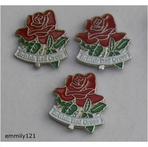 3 Enamel Pin Badges British Red Cross Red Rose Enamel Pin Badge Pin