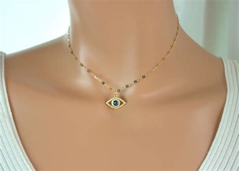 Gold Evil Eye Choker Necklace Opal Abalone Eye Charm Necklaces Etsy