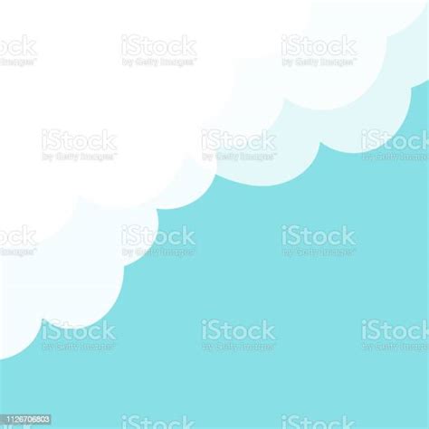 Blue Sky Fluffy White Cloud In The Corner Frame Template Cloudy Weather
