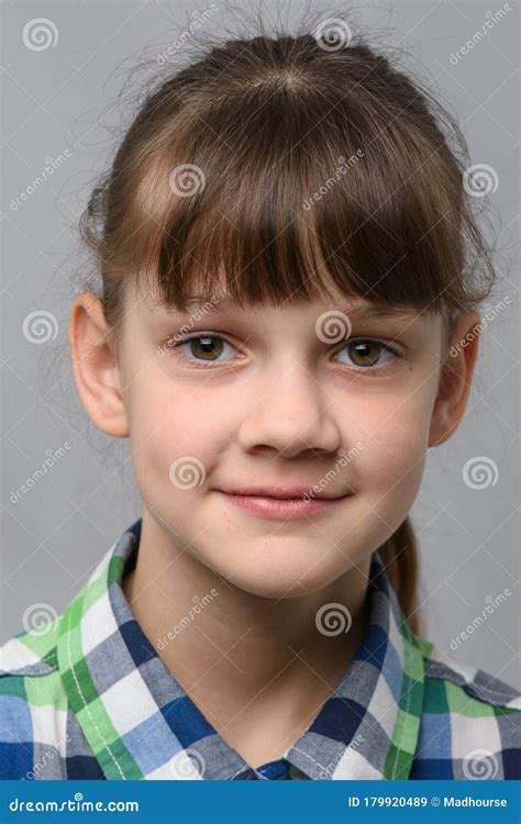portrait of a happy ten year old girl of european appearance close up stock image image of