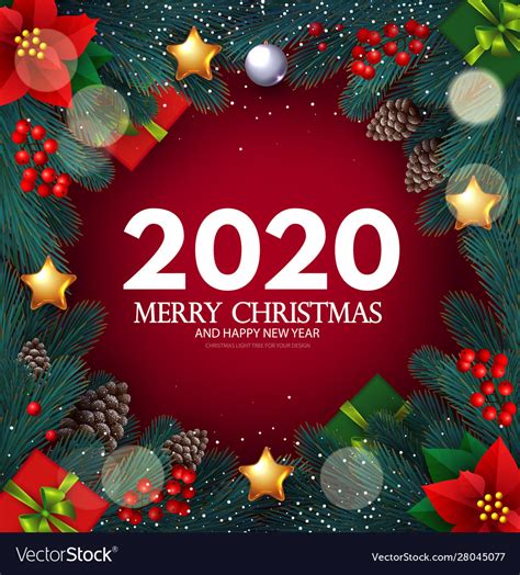 Merry Christmas And Happy New 2020 Year Realistic Vector Image