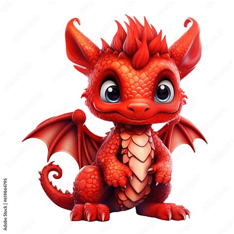 Cute Baby Red Dragon Cartoon Red Dragon Baby Dragon Ai Generated