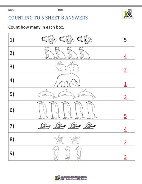 Counting To 5 Worksheets