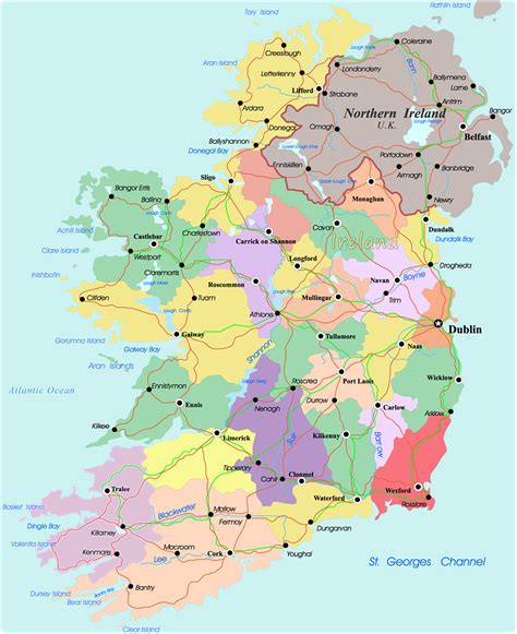 Ireland Political Regional Map Ireland Map Geography Political City