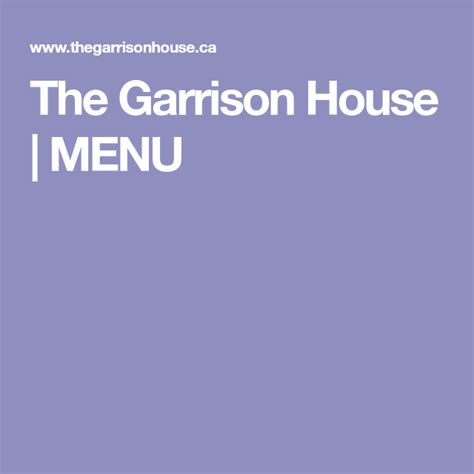 The Garrison House Menu Garrison House Menu Gastro Pubs