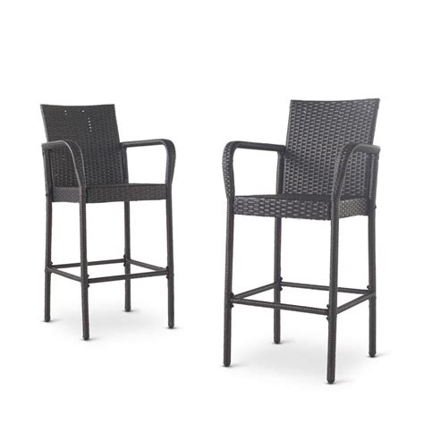 Noble House Peggy Wicker Outdoor Bar Stool 2 Pack 301204 The Home Depot