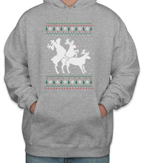 Humping Reindeer Threesome Sweater Unisex Pullover Hoodie Meh Geek