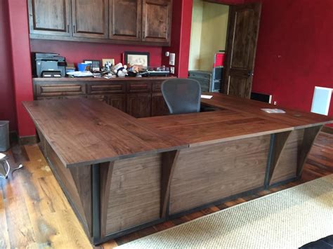 Custom Steel And Walnut Contemporary Desk Workstation By Puddle Town