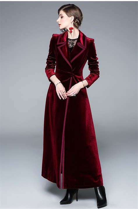 Wine Red Trench Coat Women S 2xl Plus Size 19 Autumn Winter New Europe