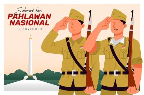 Free Vector Pahlawan Heroes Day Background With Soldiers