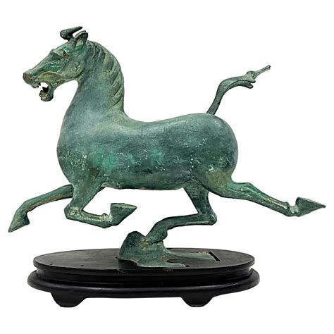 Collectables Chinese Old Dynasty Green Patina Bronze Horse Statue Asian