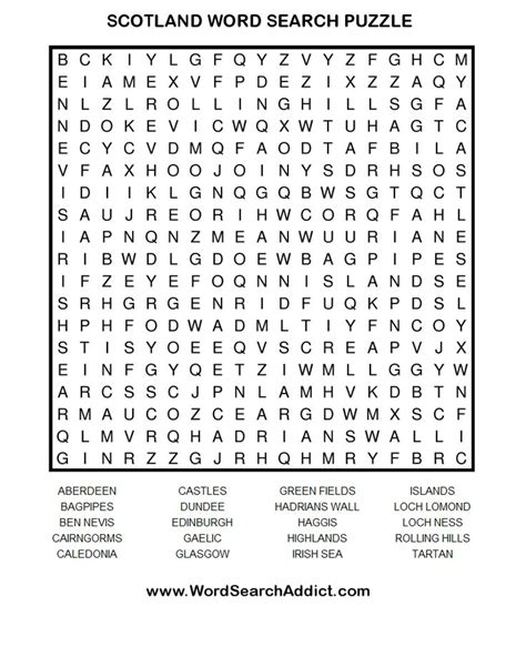 Scotland Word Search Puzzle | Word search printables, Free printable