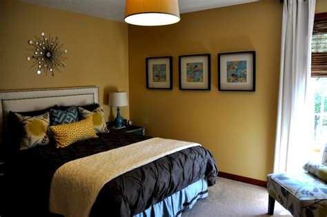Mustard Yellow Paint Color Contemporary Bedroom Sherwin Williams